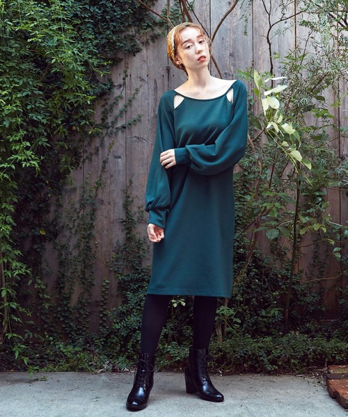 Lina la mer.(リナラメール)の「【Lina la mer. /リナラメール】Powder touch dress / 長袖 スウェット ワンピース ドレス(ワンピース・レディース・ブラック/グリーン・SMALL/MEDIUM)」の14枚目の写真