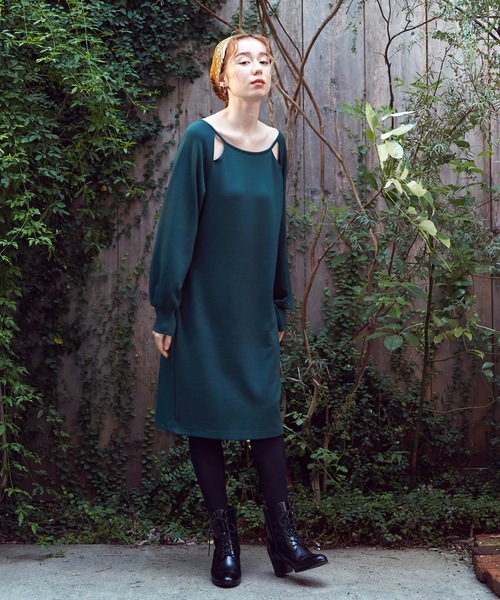 Lina la mer.(リナラメール)の「【Lina la mer. /リナラメール】Powder touch dress / 長袖 スウェット ワンピース ドレス(ワンピース・レディース・ブラック/グリーン・SMALL/MEDIUM)」の15枚目の写真