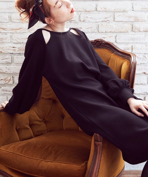 Lina la mer.(リナラメール)の「【Lina la mer. /リナラメール】Powder touch dress / 長袖 スウェット ワンピース ドレス(ワンピース・レディース・ブラック/グリーン・SMALL/MEDIUM)」の3枚目の写真