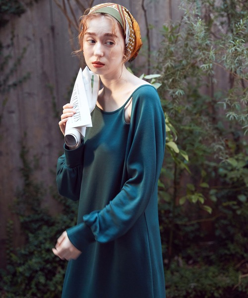Lina la mer.(リナラメール)の「【Lina la mer. /リナラメール】Powder touch dress / 長袖 スウェット ワンピース ドレス(ワンピース・レディース・ブラック/グリーン・SMALL/MEDIUM)」の13枚目の写真