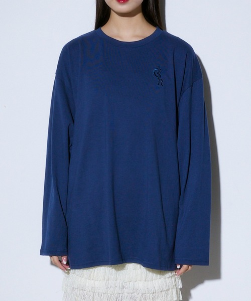 Romansual(ロマンシュアル)の「Romansual/同色ロゴ刺繍ロンT(Tシャツ/カットソー・レディース・ブラック/ネイビー/ベージュ・LARGE/MEDIUM)」の10枚目の写真