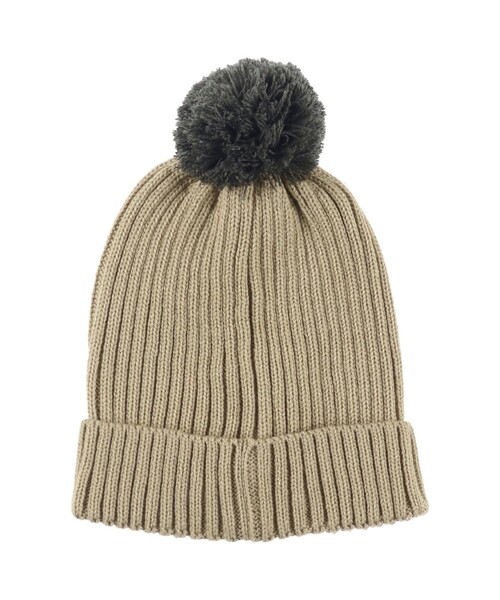BRANSHES（ブランシェス）の「梵天付きニット帽（ニットキャップ/ビーニー・キッズ・ブラック/ベージュ・L/M）」の5枚目の写真