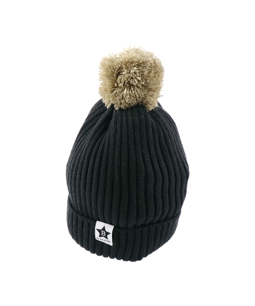 BRANSHES（ブランシェス）の「梵天付きニット帽（ニットキャップ/ビーニー・キッズ・ブラック/ベージュ・L/M）」の8枚目の写真