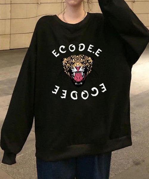 Girly Doll（ガーリードール）の「タイガープリントトレーナー（スウェット・レディース・ホワイト/ブラック/グレー/ネイビー・M/L/XL）」の2枚目の写真