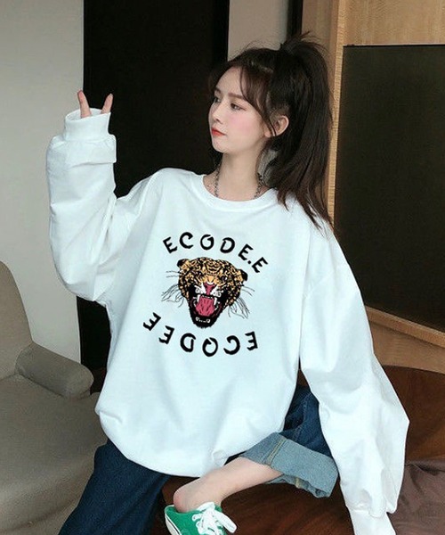 Girly Doll（ガーリードール）の「タイガープリントトレーナー（スウェット・レディース・ホワイト/ブラック/グレー/ネイビー・M/L/XL）」の18枚目の写真