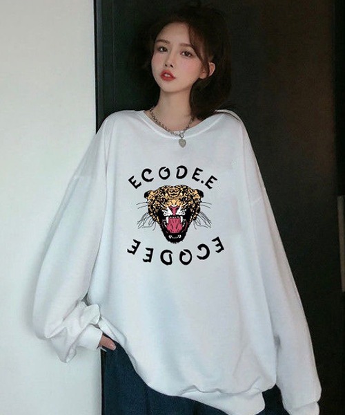 Girly Doll（ガーリードール）の「タイガープリントトレーナー（スウェット・レディース・ホワイト/ブラック/グレー/ネイビー・M/L/XL）」の15枚目の写真