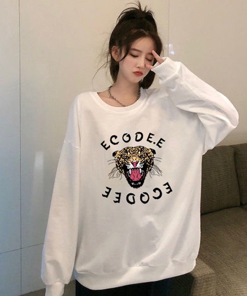 Girly Doll（ガーリードール）の「タイガープリントトレーナー（スウェット・レディース・ホワイト/ブラック/グレー/ネイビー・M/L/XL）」の17枚目の写真