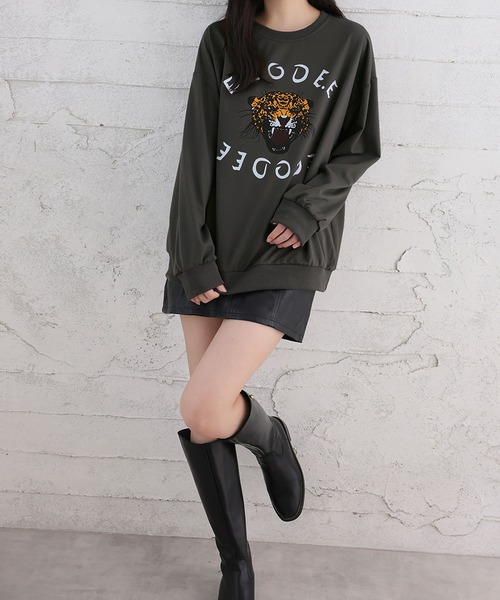 Girly Doll（ガーリードール）の「タイガープリントトレーナー（スウェット・レディース・ホワイト/ブラック/グレー/ネイビー・M/L/XL）」の14枚目の写真