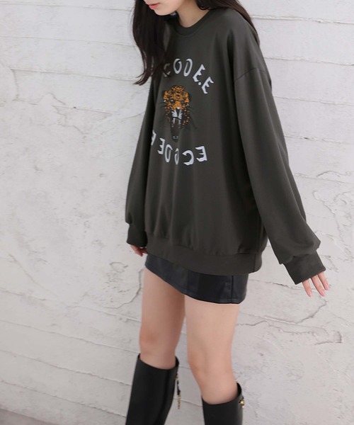 Girly Doll（ガーリードール）の「タイガープリントトレーナー（スウェット・レディース・ホワイト/ブラック/グレー/ネイビー・M/L/XL）」の12枚目の写真