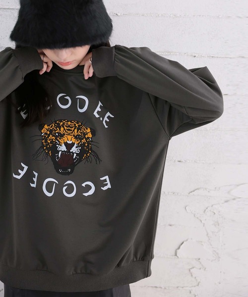 Girly Doll（ガーリードール）の「タイガープリントトレーナー（スウェット・レディース・ホワイト/ブラック/グレー/ネイビー・M/L/XL）」の10枚目の写真