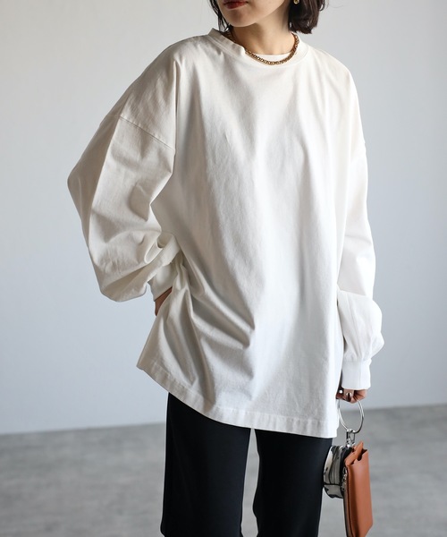 ap retro(アプレトロ)の「ベーシックBIGボリューム袖ロンTEE(Tシャツ/カットソー・レディース・オートミール/ブルー/オフホワイト/ブラック・FREE)」の1枚目の写真
