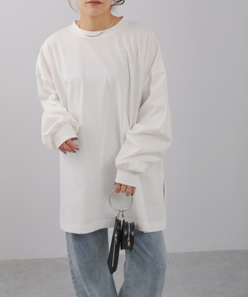 ap retro(アプレトロ)の「ベーシックBIGボリューム袖ロンTEE(Tシャツ/カットソー・レディース・オートミール/ブルー/オフホワイト/ブラック・FREE)」の19枚目の写真