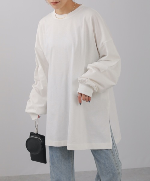 ap retro(アプレトロ)の「ベーシックBIGボリューム袖ロンTEE(Tシャツ/カットソー・レディース・オートミール/ブルー/オフホワイト/ブラック・FREE)」の22枚目の写真