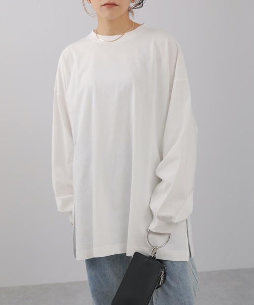 ap retro(アプレトロ)の「ベーシックBIGボリューム袖ロンTEE(Tシャツ/カットソー・レディース・オートミール/ブルー/オフホワイト/ブラック・FREE)」の20枚目の写真