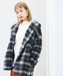 Emilyan（エミリアン）の「【ITALYウール】チェック柄織イタリーウールガウンコート（その他アウター）」