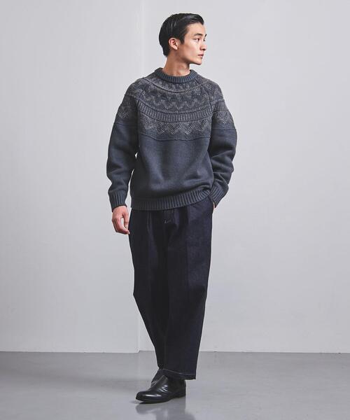 UNITED ARROWS(ユナイテッドアローズ)の「<UNITED ARROWS> フェアアイル クルーネック ニット(ニット/セーター・メンズ・ベージュ/ダークグレー・S/M/L)」の3枚目の写真