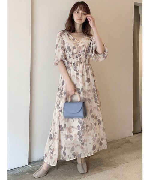 dazzlin（ダズリン）の「ウォーターカラーシフォンワンピース（ワンピース・レディース・ベージュ/ピンク/イエロー/ブルー・FREE）」の8枚目の写真