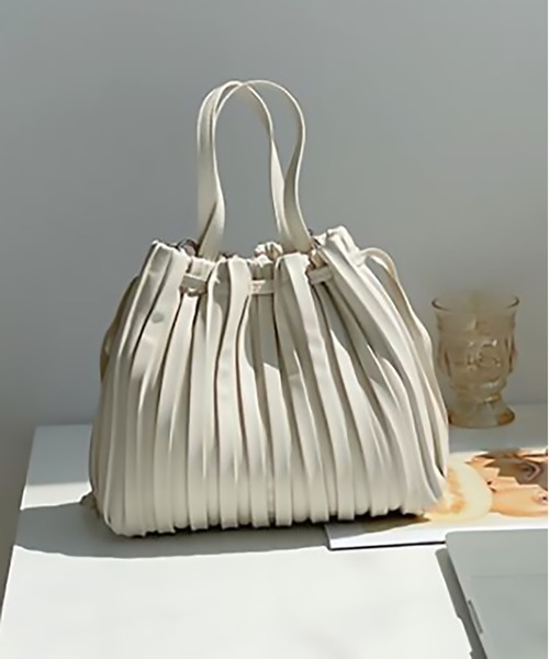 SETUP7(セットアップセブン)の「【SETUP7】プリーツエレガントショルダートート KNF(ショルダーバッグ・レディース・ブラウン/ホワイト/ブラック/ダークブラウン・FREE)」の16枚目の写真