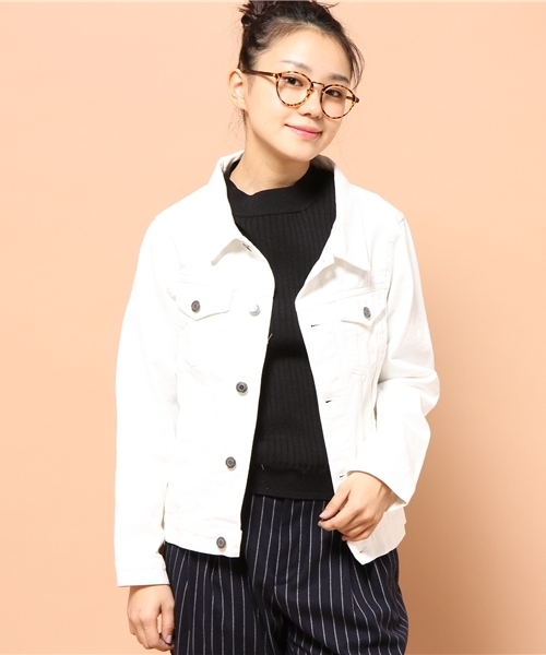 GIORDANO（ジョルダーノ）の「[GIORDANO]デニムＧジャン（デニムジャケット・レディース・ホワイト/インディゴブルー/ネイビー・FREE）」の2枚目の写真