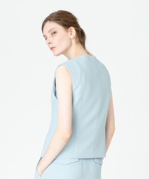 allureville（アルアバイル）の「リオペルマットストレッチフロントベルトジレ（シャツ/ブラウス・レディース・サックスブルー/ベージュ/ネイビー・2）」の4枚目の写真