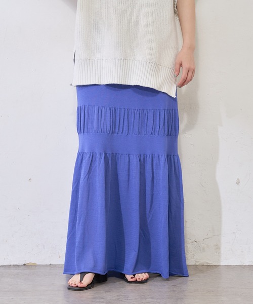 SHENERY（シーナリー）の「ティアードニットロングスカート（スカート・レディース・ライトグレー/ブラック/ブルー・FREE）」の22枚目の写真