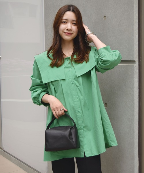 CORNERS（コーナーズ）の「セーラーカラーチュニックブラウス（シャツ/ブラウス・レディース・ホワイト/ブラック/グリーン/ブルー/チェック・M）」の3枚目の写真