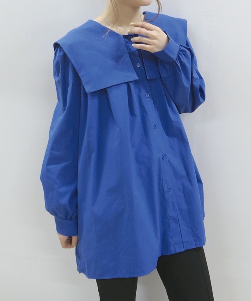 CORNERS（コーナーズ）の「セーラーカラーチュニックブラウス（シャツ/ブラウス・レディース・ホワイト/ブラック/グリーン/ブルー/チェック・M）」の10枚目の写真