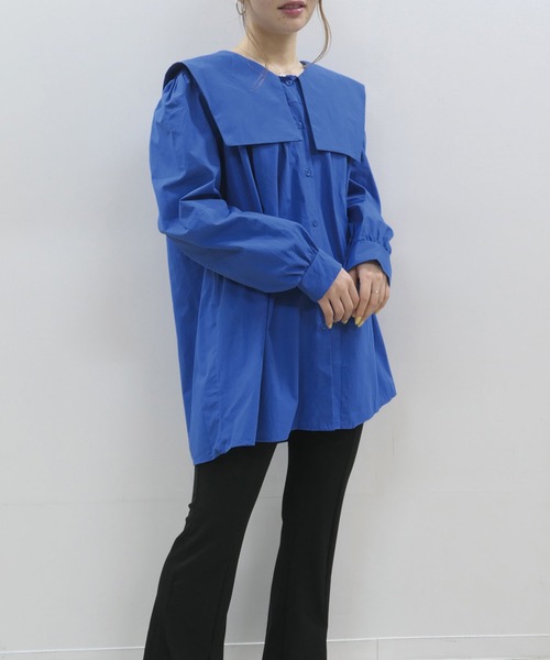 CORNERS（コーナーズ）の「セーラーカラーチュニックブラウス（シャツ/ブラウス・レディース・ホワイト/ブラック/グリーン/ブルー/チェック・M）」の11枚目の写真