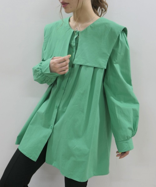 CORNERS（コーナーズ）の「セーラーカラーチュニックブラウス（シャツ/ブラウス・レディース・ホワイト/ブラック/グリーン/ブルー/チェック・M）」の18枚目の写真