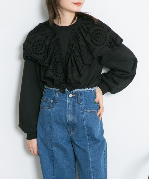 KBF（ケイビーエフ）の「ダブルレーススウェット（スウェット・レディース・ライトカーキ/ブラック/ライトベージュ・ONE）」の5枚目の写真