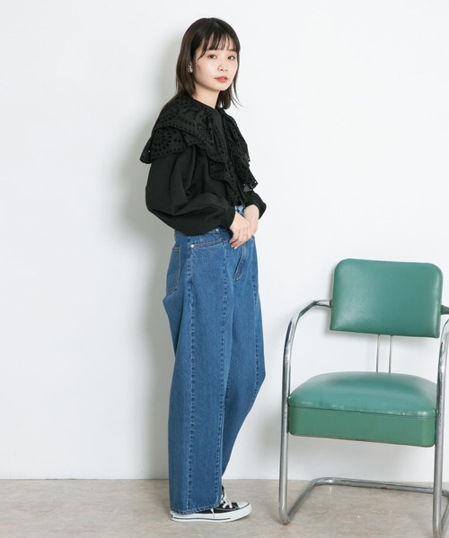 KBF（ケイビーエフ）の「ダブルレーススウェット（スウェット・レディース・ライトカーキ/ブラック/ライトベージュ・ONE）」の9枚目の写真