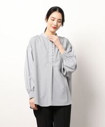 NICOLE white | バンドカラー ストライプブラウス(シャツ/ブラウス)