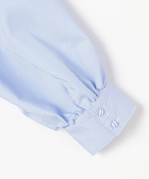 NICOLE white（ニコルホワイト）の「バンドカラー ストライプブラウス（シャツ/ブラウス・レディース・ブラック/ブルー・FREE）」の9枚目の写真