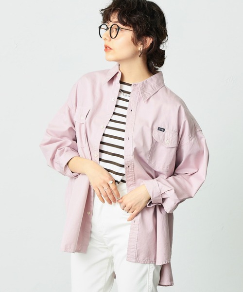 Lee(リー)の「Lee/リー ビッグフィット カラーシャツ(シャツ/ブラウス・レディース・ホワイト/パープル/ブラウン/ピンク/イエロー/ミント/ブルーグレー・FREE)」の5枚目の写真