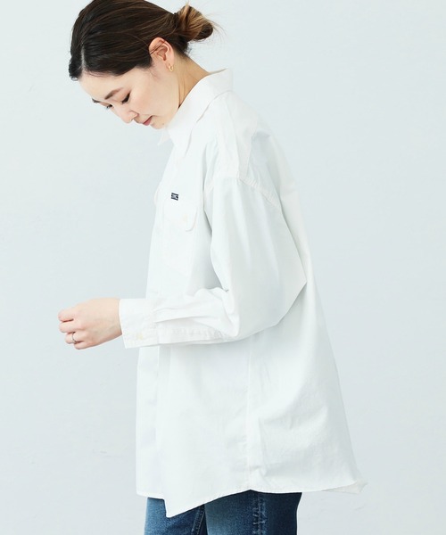 Lee(リー)の「Lee/リー ビッグフィット カラーシャツ(シャツ/ブラウス・レディース・ホワイト/パープル/ブラウン/ピンク/イエロー/ミント/ブルーグレー・FREE)」の1枚目の写真