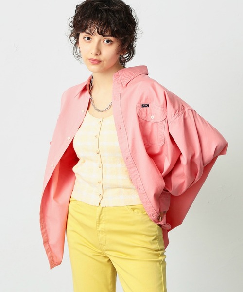 Lee(リー)の「Lee/リー ビッグフィット カラーシャツ(シャツ/ブラウス・レディース・ホワイト/パープル/ブラウン/ピンク/イエロー/ミント/ブルーグレー・FREE)」の7枚目の写真