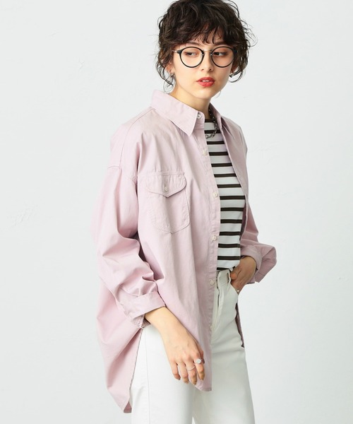 Lee(リー)の「Lee/リー ビッグフィット カラーシャツ(シャツ/ブラウス・レディース・ホワイト/パープル/ブラウン/ピンク/イエロー/ミント/ブルーグレー・FREE)」の11枚目の写真