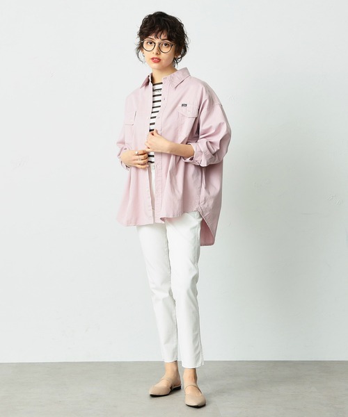 Lee(リー)の「Lee/リー ビッグフィット カラーシャツ(シャツ/ブラウス・レディース・ホワイト/パープル/ブラウン/ピンク/イエロー/ミント/ブルーグレー・FREE)」の15枚目の写真