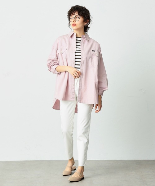 Lee(リー)の「Lee/リー ビッグフィット カラーシャツ(シャツ/ブラウス・レディース・ホワイト/パープル/ブラウン/ピンク/イエロー/ミント/ブルーグレー・FREE)」の16枚目の写真