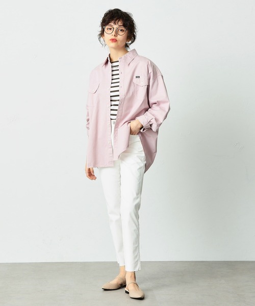 Lee(リー)の「Lee/リー ビッグフィット カラーシャツ(シャツ/ブラウス・レディース・ホワイト/パープル/ブラウン/ピンク/イエロー/ミント/ブルーグレー・FREE)」の18枚目の写真