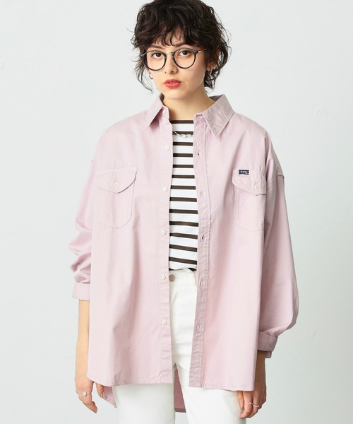 Lee(リー)の「Lee/リー ビッグフィット カラーシャツ(シャツ/ブラウス・レディース・ホワイト/パープル/ブラウン/ピンク/イエロー/ミント/ブルーグレー・FREE)」の19枚目の写真