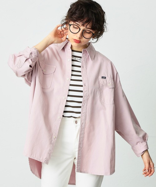 Lee(リー)の「Lee/リー ビッグフィット カラーシャツ(シャツ/ブラウス・レディース・ホワイト/パープル/ブラウン/ピンク/イエロー/ミント/ブルーグレー・FREE)」の20枚目の写真