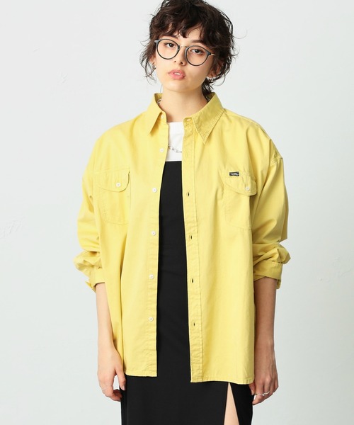 Lee(リー)の「Lee/リー ビッグフィット カラーシャツ(シャツ/ブラウス・レディース・ホワイト/パープル/ブラウン/ピンク/イエロー/ミント/ブルーグレー・FREE)」の21枚目の写真