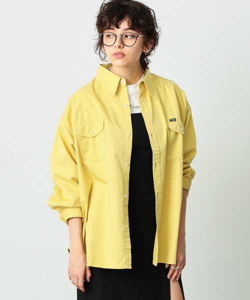 Lee(リー)の「Lee/リー ビッグフィット カラーシャツ(シャツ/ブラウス・レディース・ホワイト/パープル/ブラウン/ピンク/イエロー/ミント/ブルーグレー・FREE)」の22枚目の写真