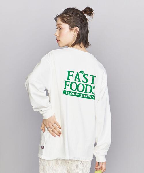 Sloppy Supply（スラッピーサプライ）の「【別注】＜Sloppy Supply＞FAST FOODS ロングスリーブ Tシャツ（Tシャツ/カットソー・レディース・ホワイト/ブラック・FREE）」の2枚目の写真