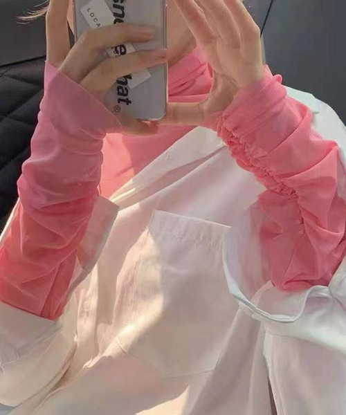 CORNERS（コーナーズ）の「カラーシアーハイネック（Tシャツ/カットソー・レディース・ホワイト/ブラック/ライム/ライトブルー/パープル/ピンク/イエロー/ダークパープル/アイボリー・M）」の9枚目の写真