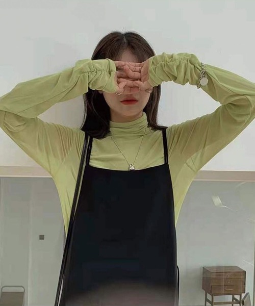 CORNERS（コーナーズ）の「カラーシアーハイネック（Tシャツ/カットソー・レディース・ホワイト/ブラック/ライム/ライトブルー/パープル/ピンク/イエロー/ダークパープル/アイボリー・M）」の13枚目の写真