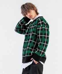 mimonal（ミモナル）の「レイバーチェック カフスニット【ユニセックス】（ニット/セーター）」