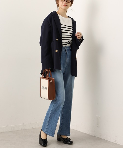 one after another NICE CLAUP（ワンアフターアナザーナイスクラップ）の「ゴールドボタンテーラードジャケット（テーラードジャケット・レディース・ネイビー/アイボリー/ブルーグレー・FREE）」の10枚目の写真