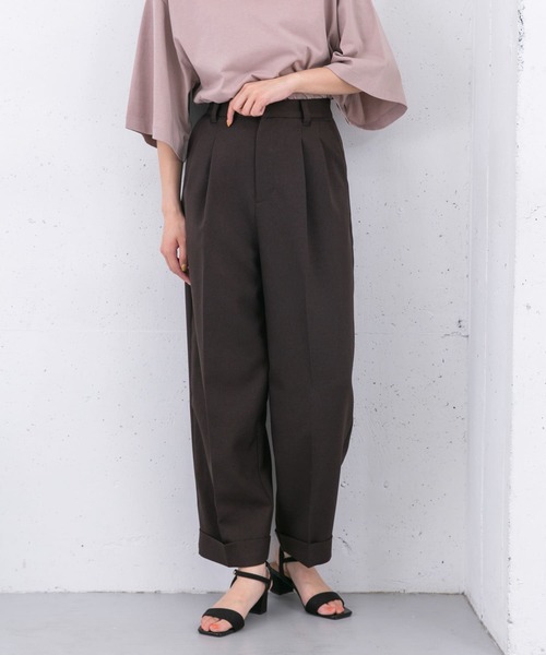 KBF（ケイビーエフ）の「センタープレスWIDEストレートパンツ（その他パンツ・レディース・アイボリー/ライトカーキ/オレンジ/ダークブラウン・ONE）」の21枚目の写真